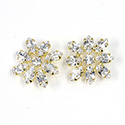 Preciosa Rhinestone Brass Button - Flower 23MM CRYSTAL-GOLD