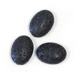 Gemstone Cabochon - Oval 18x13MM LAVA STONE BLACK