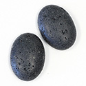 Gemstone Cabochon - Oval 25x18MM LAVA STONE BLACK