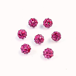 Rhinestone Bead Pave with 1.0MM Hole Metal Base Round 06MM FUCHSIA