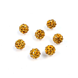 Rhinestone Bead Pave with 1.0MM Hole Metal Base Round 06MM TOPAZ