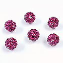 Rhinestone Bead Pave with 1.5MM Hole Metal Base Round 08MM FUCHSIA