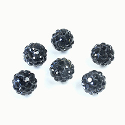 Rhinestone Bead Pave with 1.5MM Hole Metal Base Round 08MM JET