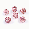 Rhinestone Bead Pave with 1.5MM Hole Metal Base Round 08MM LT ROSE