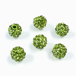 Rhinestone Bead Pave with 1.5MM Hole Metal Base Round 08MM OLIVINE