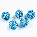 Rhinestone Bead Pave with 1.7MM Hole Metal Base Round 10MM AQUA