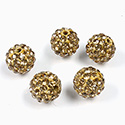 Rhinestone Bead Pave with 1.7MM Hole Metal Base Round 10MM LT COLORADO TOPAZ