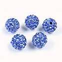 Rhinestone Bead Pave with 1.7MM Hole Metal Base Round 10MM LT SAPPHIRE