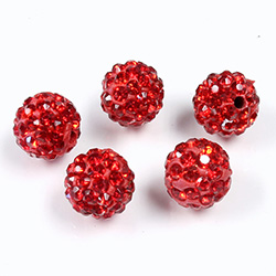 Rhinestone Bead Pave with 1.7MM Hole Metal Base Round 10MM SIAM RUBY