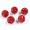 Rhinestone Bead Pave with 1.7MM Hole Metal Base Round 10MM SIAM RUBY