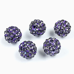 Rhinestone Bead Pave with 1.7MM Hole Metal Base Round 10MM TANZANITE