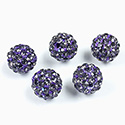 Rhinestone Bead Pave with 1.7MM Hole Metal Base Round 10MM TANZANITE