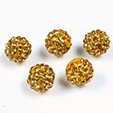 Rhinestone Bead Pave with 1.7MM Hole Metal Base Round 10MM TOPAZ