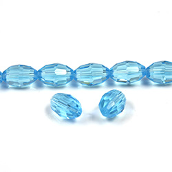 Chinese Cut Crystal Bead - Oval 09x6MM AQUA