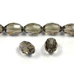 Chinese Cut Crystal Bead - Oval 11x8MM BLACK DIAMOND