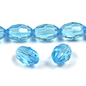 Chinese Cut Crystal Bead - Oval 13x10MM AQUA