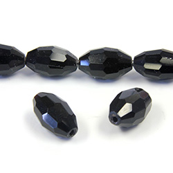 Chinese Cut Crystal Bead - Oval 13x10MM JET