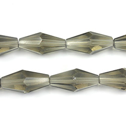 Chinese Cut Crystal Bead - Elongated Diamond 16x8MM BLACK DIAMOND