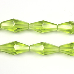 Chinese Cut Crystal Bead - Elongated Diamond 16x8MM LT OLIVINE