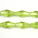 Chinese Cut Crystal Bead - Elongated Diamond 16x8MM LT OLIVINE