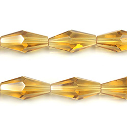 Chinese Cut Crystal Bead - Elongated Diamond 16x8MM TOPAZ
