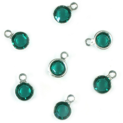 Preciosa Crystal Channel Connector - Bezel Set with 1 Loop 17SS (04MM) EMERALD-SILVER PLATED