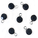 Preciosa Crystal Channel Connector - Bezel Set with 1 Loop 17SS (04MM) JET-SILVER PLATED