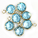 Preciosa Crystal Channel Connector - Bezel Set with 1 Loop 29SS (06MM) AQUA BOHEMICA-GOLD
