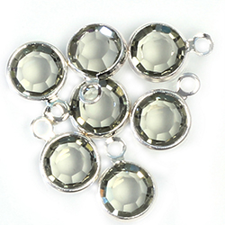 Preciosa Crystal Channel Connector - Bezel Set with 1 Loop 29SS (06MM) BLACK DIAMOND-SILVER