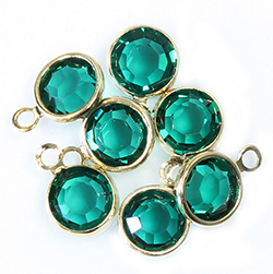 Preciosa Crystal Channel Connector - Bezel Set with 1 Loop 29SS (06MM) EMERALD-GOLD