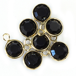 Preciosa Crystal Channel Connector - Bezel Set with 1 Loop 29SS (06MM) JET-GOLD