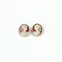 Plastic Cameo - Woman with Ponytail Oval 10x8MM IVORY ON ANTIQUE CORNELIAN