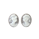 Plastic Cameo - Woman with Ponytail Oval 10x8MM WHITE ON MOCHA