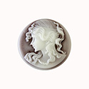 Plastic Cameo - Woman Round 25MM IVORY ON DK BROWN FJT blended base