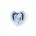 Plastic Cameo - Angel Heart 15x15MM WHITE ON BLUE FS