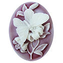 Plastic Cameo - Butterfly Oval 40x30MM WHITE ON RUBY FS