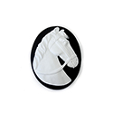 Plastic Cameo - Horse Head with Bridle Oval 14x10MM WHITE ON WEDGEWOOD BLACK Right Facing