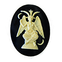 Plastic Cameo - Baphomet Oval 40x30MM IVORY ON BLACK