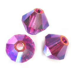 Preciosa Crystal Bead - Bicone 06MM 2X COATED FUCHSIA AB