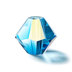 Preciosa Crystal Bead - Bicone 03MM 2X COATED MALIBU BLUE AB