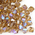 Czech Crystal Bead - Bicone 4MM SMOKE TOPAZ AB