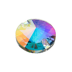 Preciosa Crystal Flat Back 2-Hole Sew-On Foiled Stone - Rivoli 10MM CRYSTAL AB