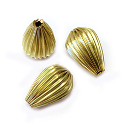 Brass Corrugated Bead - Standard Pear 18x12MM RAW