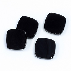 Gemstone Flat Back Single Bevel Buff Top Stone - Square Antique 12x12MM BLACK ONYX