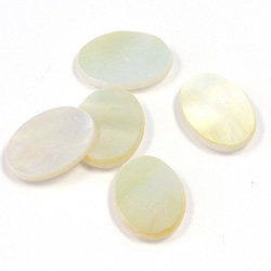 Shellstone Flat Top Straight Side Cabochon - Oval 15x11MM WHITE MOP