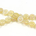 Glass Lampwork Bead Engraved - Sun - Round 10MM JONQUIL AB