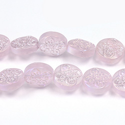Glass Lampwork Bead Engraved - Round 13MM MATTE ROSALINE AB