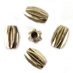 Brass Machine Made Bead - Lead Safe Ribbed Oval  05.7x03.6MM RAW BRASS
