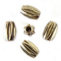 Brass Machine Made Bead - Ribbed Oval Lead free 05.7x03.6MM RAW BRASS