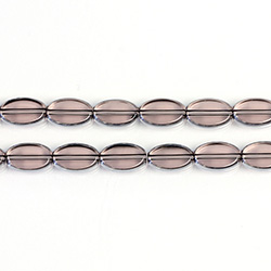 Glass Fire Polished Table Cut Window Bead - Oval 09x6MM AMETHYST with SILVER